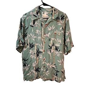Banana Cabana Men's MED Island Bamboo 100% Silk, Button Front Hawaiian Shirt